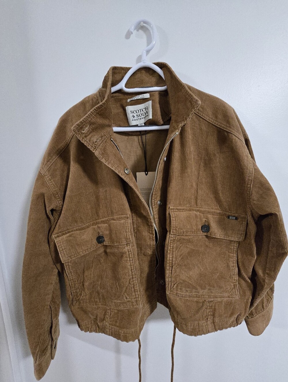 Scotch & Soda Corduroy Camel Brown Sand Utility Jacket Parka Short Size M